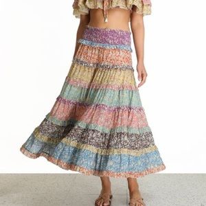 Zimmermann Womans Carnaby Floral Tiered Silk Midi Dress AU Size 1